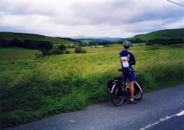 Me on a cycle looking over some fields